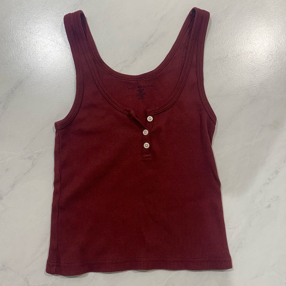 Brandy Melville Burgundy Ribbed Top